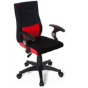 Kinderdrehstuhl KIDDY PRO AL in Schwarz und Rot mit Armlehnen und Rollenfußkreuz von hjh OFFICE
