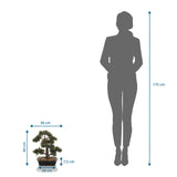 Måttvy av Konstgjorda växter BONSAI med en höjd på 44 cm i jämförelse med en person från hjh OFFICE