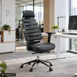 Svart professionell kontorsstol ERGO LINE II PRO i läder med segmenterat ryggstöd från hjh OFFICE (AI-genererad bild)