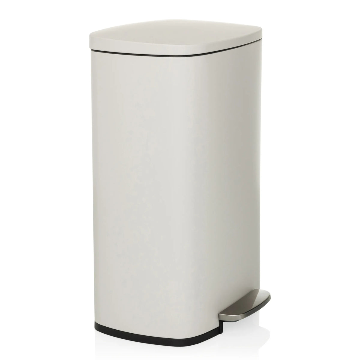 Beige papperskorg CLEAN XV med lock och fotpedal från hjh OFFICE – 360-gradersvy (snett framifrån 60°)