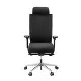 Svart Professionell kontorsstol PRO-TEC XXL med tygklädsel, nackstöd och femhjulig fotkorsbas från hjh OFFICE – 360-gradersvy (framifrån 0°)