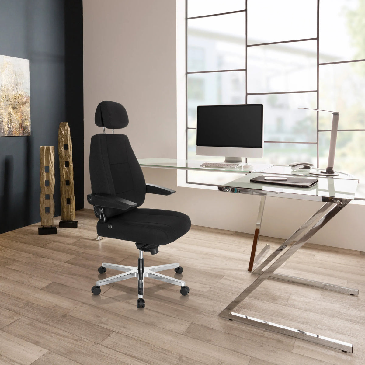 Svart XXL snurrstol 24 HOURS I med nackstöd och armstöd från hjh OFFICE