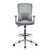 Grå Bardiskstol Top Work 44 W med nätrygg, fotring och femhjulig fotkorsbas från hjh OFFICE – 360-gradersvy (framifrån 0°)