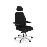 Svart XXL snurrstol 24 HOURS I med nackstöd och femhjulig fotkorsbas från hjh OFFICE – 360-gradersvy (snett framifrån 40°)