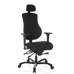 Svart XXL snurrstol 24 HOURS BASIC med tygbeklädnad, nackstöd och armstöd från hjh OFFICE