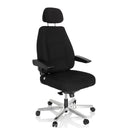 Svart XXL snurrstol 24 HOURS I med nackstöd och silverfärgad stjärnfot från hjh OFFICE
