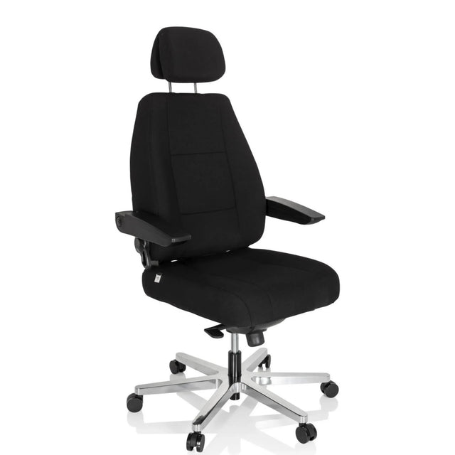 Svart XXL snurrstol 24 HOURS I med nackstöd och silverfärgad stjärnfot från hjh OFFICE