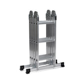 Silverfärgad fällbar stege SOLID W3 i aluminium med tolv steg från hjh OFFICE – 360-gradersvy (framifrån 0°)