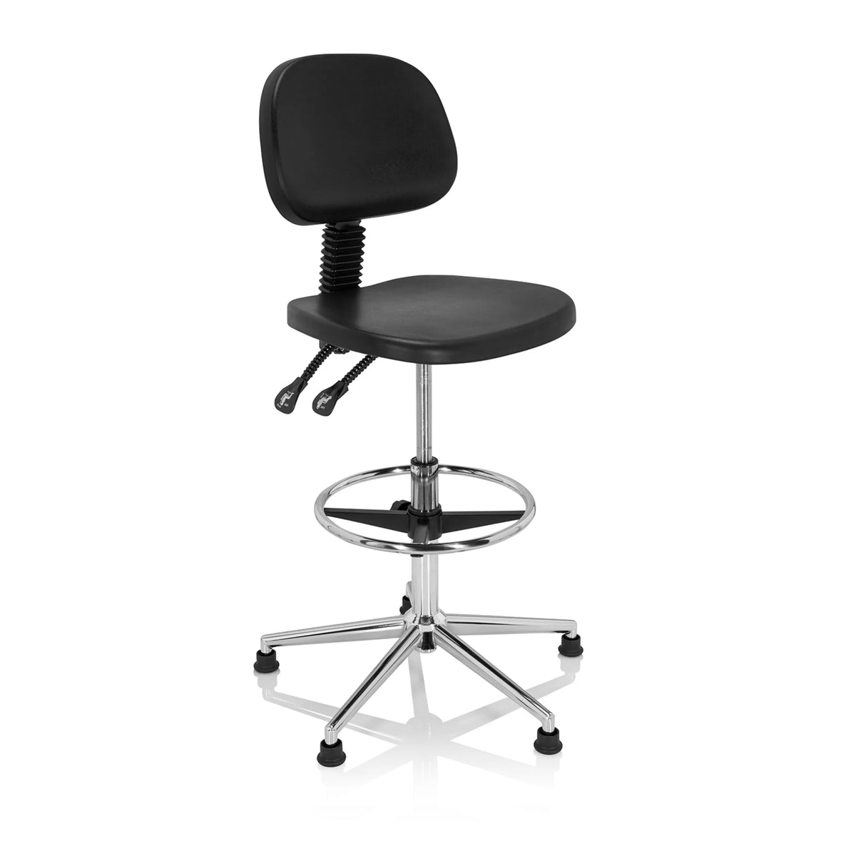 Svart Bardiskstol TOP WORK 24 I med fotring och femstjärnig metallfot från hjh OFFICE