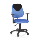 Blå Snurrstol för barn KIDDY STYLE med nätrygg, armstöd och femhjulig stjärnfot från hjh OFFICE – 360-gradersvy (framifrån 20°)