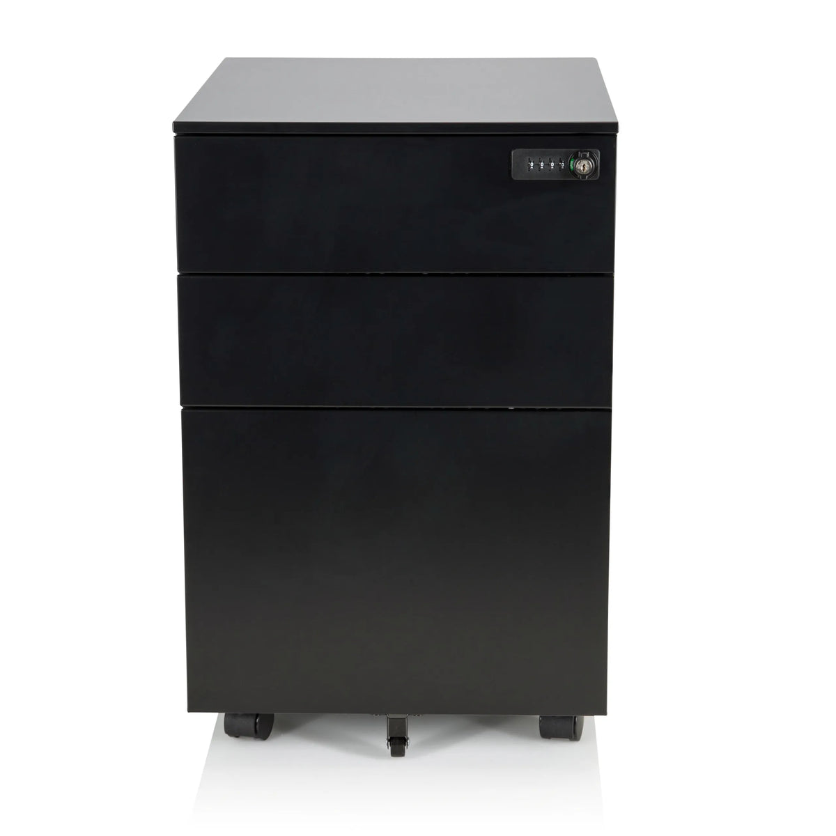Svart rullcontainer COLOR OS I i metall med tre lådor och hjul från hjh OFFICE – 360-gradersvy (framifrån 0°)