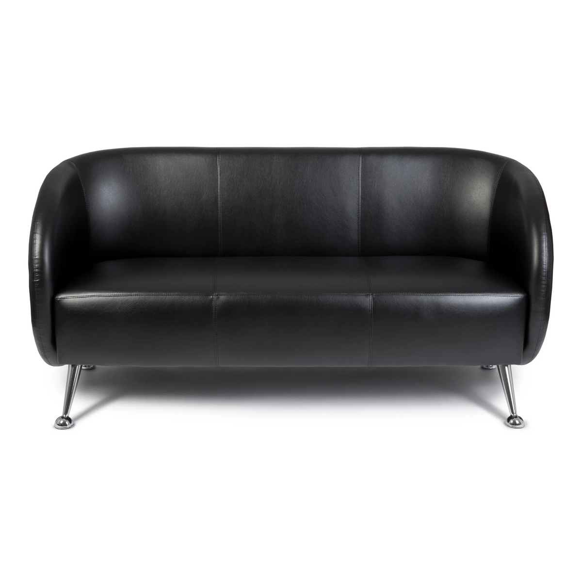 Svart Loungesoffa ST. LUCIA som tresitssoffa med blanka metallfötter från hjh OFFICE – 360-gradersvy (framifrån 0°)