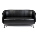 Svart Loungesoffa ST. LUCIA som tresitssoffa med blanka metallfötter från hjh OFFICE – 360-gradersvy (framifrån 0°)