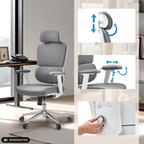 Professionell kontorsstol Ergomy WF 2 med justerbart nackstöd och armstöd från hjh OFFICE (AI-genererad bild)