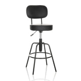Svart Barstol DISC HIGH med ryggstöd och rund fotring från hjh OFFICE – 360-gradersvy (framifrån 15°)