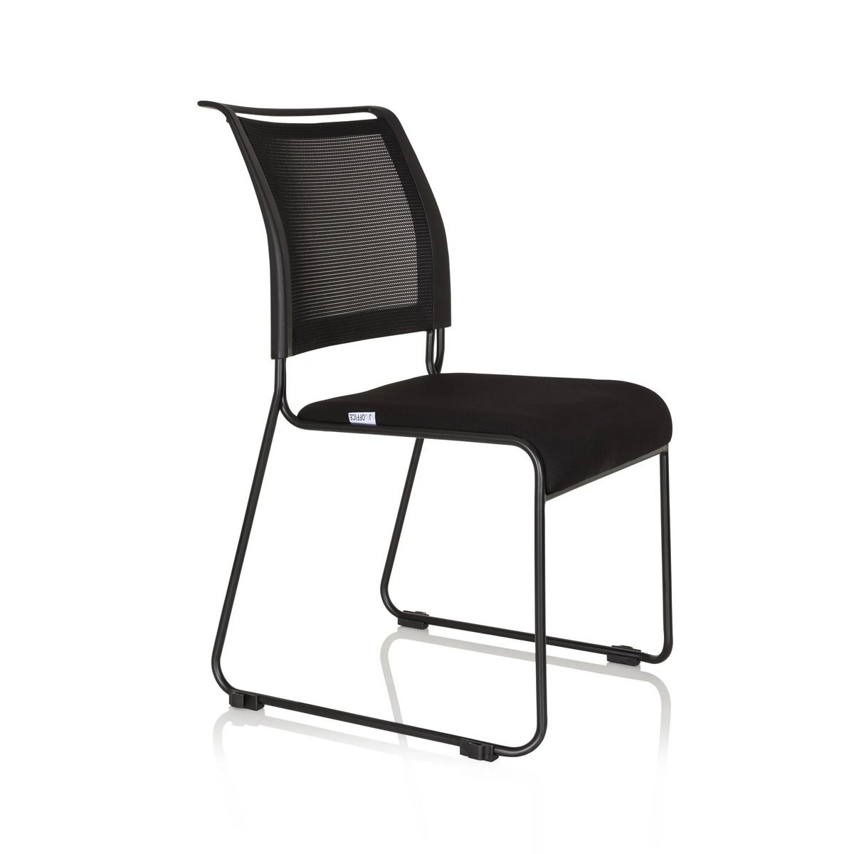 Svart besökarstol PADUA V med nätrygg och vadderad sits från hjh OFFICE – 360-gradersvy (snett framifrån 60°)