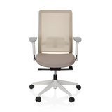 Beige Professionell kontorsstol PURE WHITE med nätrygg och femstjärnig fotkorsbas med hjul från hjh OFFICE – 360-gradersvy (framifrån 0°)
