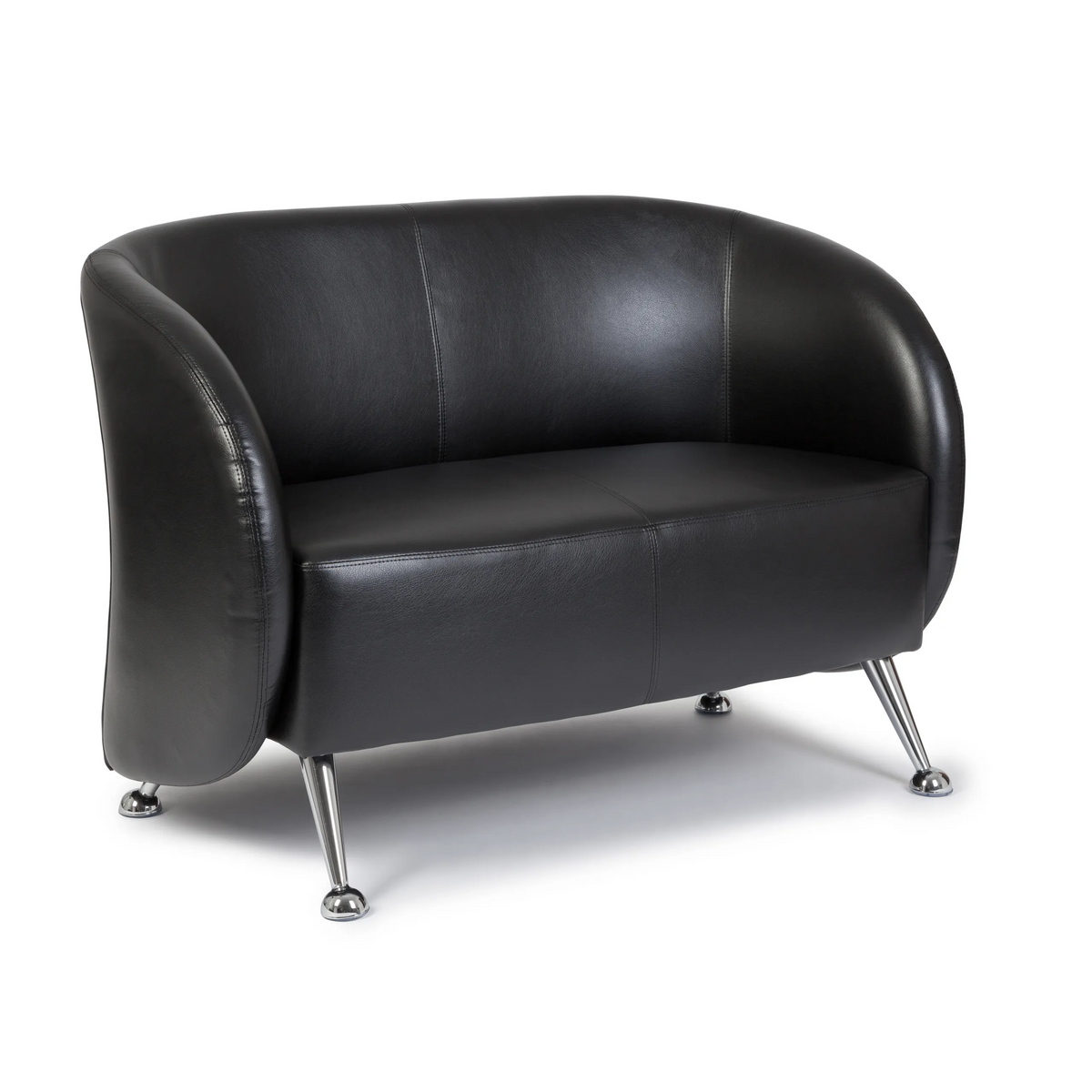 Svart loungesoffa ST. LUCIA som tvåsitssoffa med blanka metallfötter från hjh OFFICE – 360-gradersvy (bakifrån 180°)