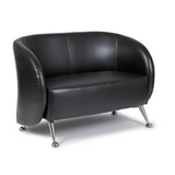 Svart loungesoffa ST. LUCIA som tvåsitssoffa med blanka metallfötter från hjh OFFICE – 360-gradersvy (bakifrån 180°)