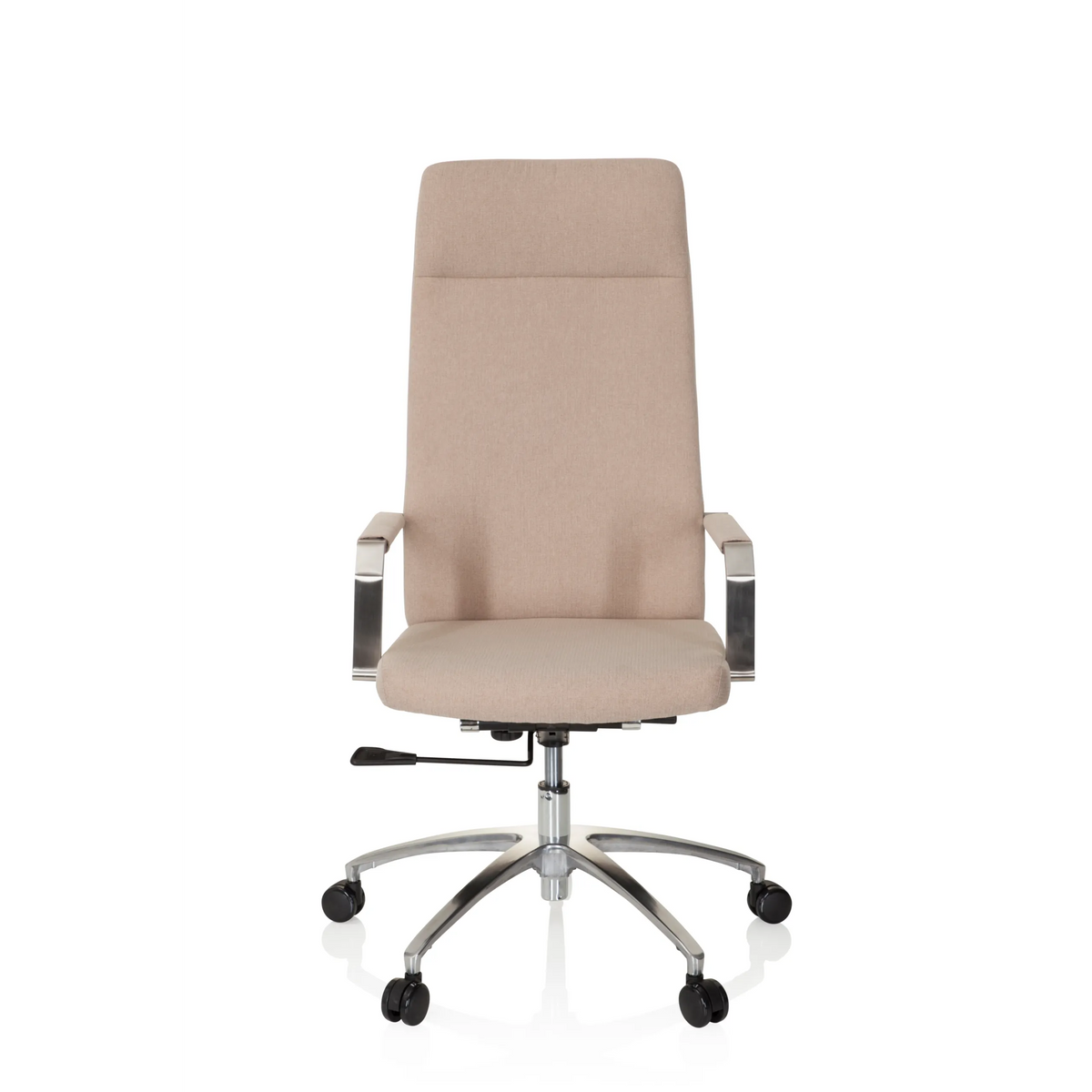 Beige Home Office kontorsstol SARANTO PLUS I med armstöd och femhjulig fotkorsbas från hjh OFFICE – 360-gradersvy (framifrån 0°)