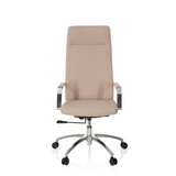 Beige Home Office kontorsstol SARANTO PLUS I med armstöd och femhjulig fotkorsbas från hjh OFFICE – 360-gradersvy (framifrån 0°)