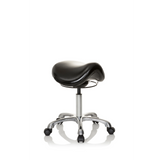 Svart Sadelpall ORTHO SIT med fotkors och fem hjul från hjh OFFICE – 360-gradersvy (snett framifrån 40°)