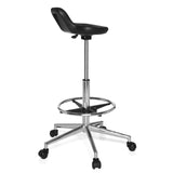 Svart Svängbar stol TOP WORK 03 med fotring och femhjulig stjärnfot från hjh OFFICE – 360-gradersvy (snett bakifrån 120°)