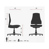 Teknisk ritning av Home Office kontorsstol WELLPOINT 10 med en bredd på 46 cm från Topstar