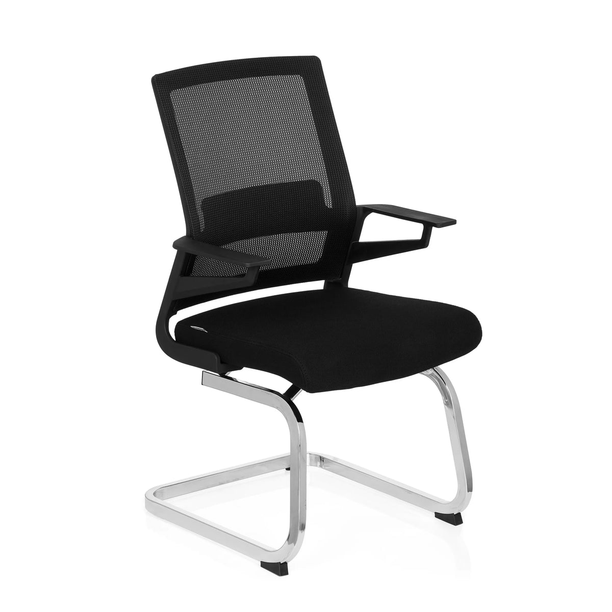 Svart Fjädrande stol INVENTOR V med nätrygg, armstöd och medunderrede från hjh OFFICE – 360-gradersvy (snett framifrån 40°)