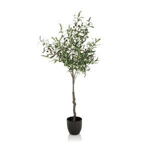 Grüne Kunstpflanze OLIVE in Form eines Olivenbaums mit schwarzem Übertopf von hjh OFFICE