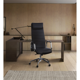 Luxus-Chefsessel ASPERA 20 in Schwarz mit gerippter Polsterung und glänzenden Armlehnen von hjh OFFICE