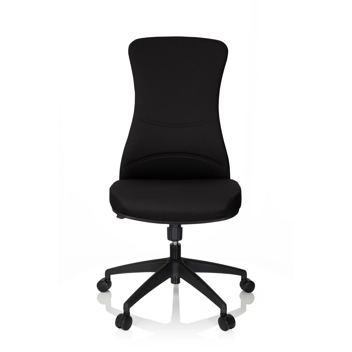 Svart Professionell kontorsstol OFFICE XT med stjärnfot och fem hjul från hjh OFFICE – 360-gradersvy (framifrån 0°)
