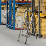 Fällbar stege SOLID V med tre steg av aluminium från hjh OFFICE