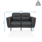 Måttritning av Loungesoffa VINTALUX med en bredd på 143 cm och en höjd på 90 cm från hjh LIVING