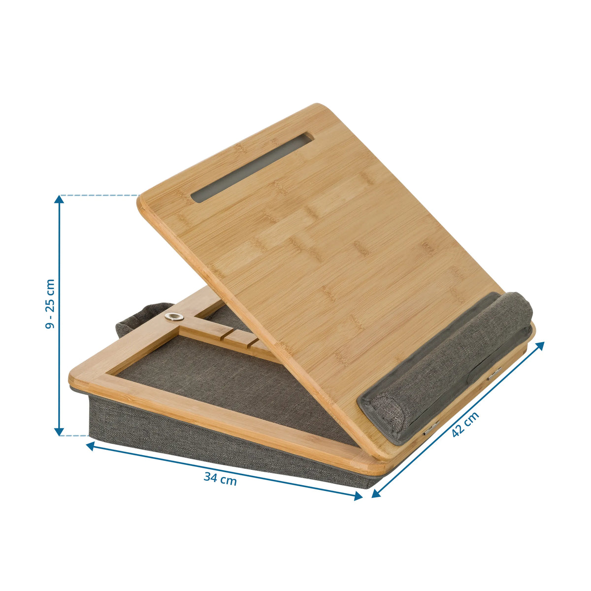 Måttvy av Underlägg för bärbar dator COMFILAP III med 42 × 34 cm och en höjd på 9 till 25 cm från hjh OFFICE