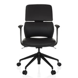 Svart Professionell kontorsstol ATMOS DESIGNER med armstöd och femhjulig fotkorsbas från hjh OFFICE – 360-gradersvy (framifrån 0°)