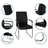 Besökarstol STEEL V i svart med medar, armstöd och quiltad klädsel från hjh OFFICE