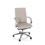 Beige Professionell kontorsstol BESSONA med armstöd och femhjulig stjärnfot från hjh OFFICE – 360-gradersvy (framifrån 20°)