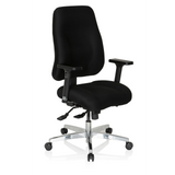 Svart Professionell kontorsstol ZENIT COMFORT med armstöd och femhjulig fotkorsbas från hjh OFFICE – 360-gradersvy (snett framifrån 40°)