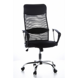 Svart Home Office chefsfåtölj ARIA HIGH med nätrygg och femhjulig fotkorsbas från hjh OFFICE – 360-gradersvy (framifrån 20°)