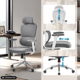 Höjdjusterbart nackstöd, armstöd och gasfjäder på den professionella kontorsstolen Ergomy WF 2 från hjh OFFICE (AI-genererad bild)