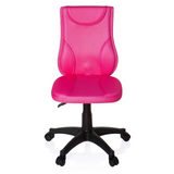 Rosa Snurrstol för barn KIDDY BASE med nätrygg och svart femstjärnigt fotkors med hjul från hjh OFFICE – 360-gradersvy (framifrån 0°)