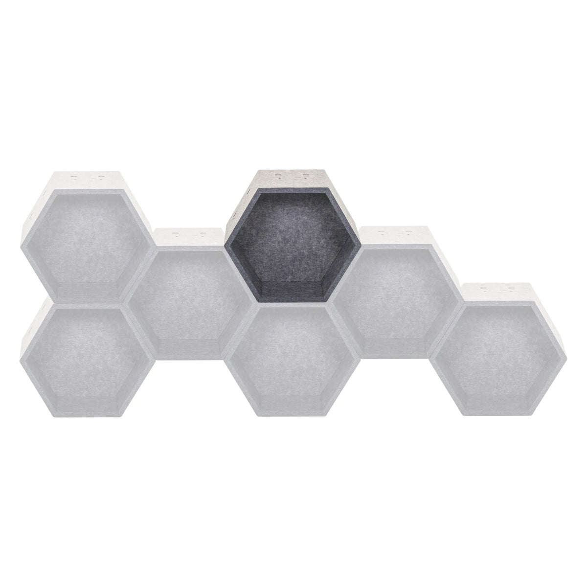 Bikakemönstrade skärmväggar FLEXMIUT STORE S i grått med sex hexagonala element från hjh OFFICE