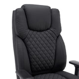 Ryggstöd med rutmönstrad quiltning på XXL Pullmann Gen2 snurrstol i svart konstläder från hjh OFFICE