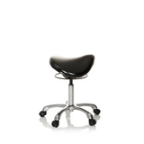Svart Sadelpall ORTHO SIT med fotkors och fem hjul från hjh OFFICE – 360-gradersvy (sidoprofil 80°)