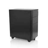 Svart rullcontainer COLOR I i metall med tre lådor och fyra hjul från hjh OFFICE – 360-gradersvy (snett framifrån 60°)
