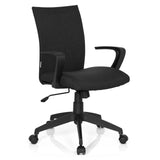 Svart Home Office kontorsstol SOFT med armstöd och femhjulig stjärnfot från hjh OFFICE – 360-gradersvy (snett framifrån 40°)