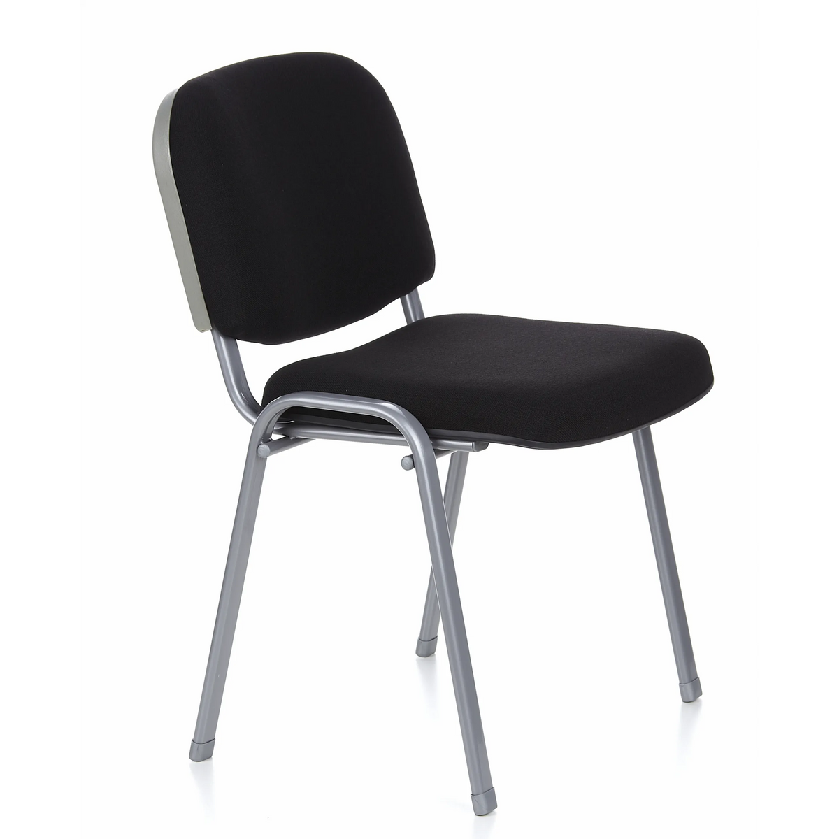 Svart fyrbent stol XT 600 S med silverfärgat underrede från hjh OFFICE – 360-gradersvy (snett framifrån 60°)