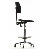Svart bardiskstol TOP WORK 11 med fotring och femstjärnigt fotkors från hjh OFFICE – 360-gradersvy (sidoprofil 100°)
