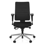 Svart Professionell kontorsstol PRO-TEC 350 med armstöd och silverfärgad femstjärnig fotkorsbas med hjul från hjh OFFICE – 360-gradersvy (framifrån 0°)